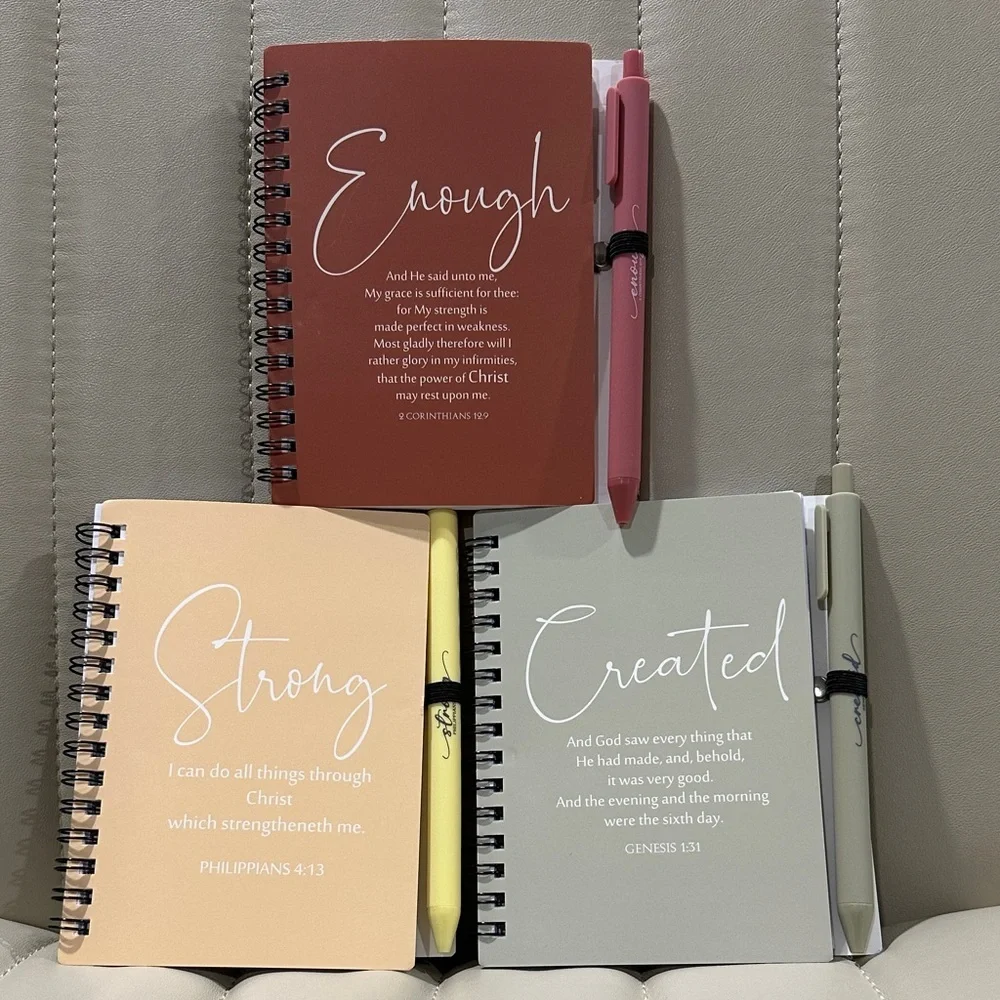 Bible Verse Notebook Trio & Pens Enough Corinthians Strong Philip. Created Genes